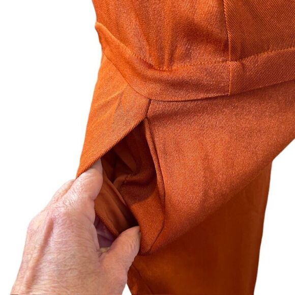 Zero + Maria Cornejo Iro Dress Rusty Orange Shift with Asymmetic Slit Hem Size 6 - Picture 5 of 13